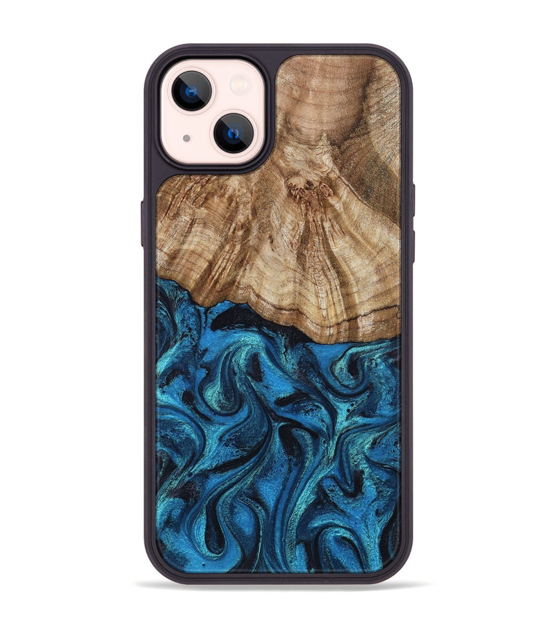iPhone 14 Plus Wood Phone Case - Alecia (Blue, 803457)