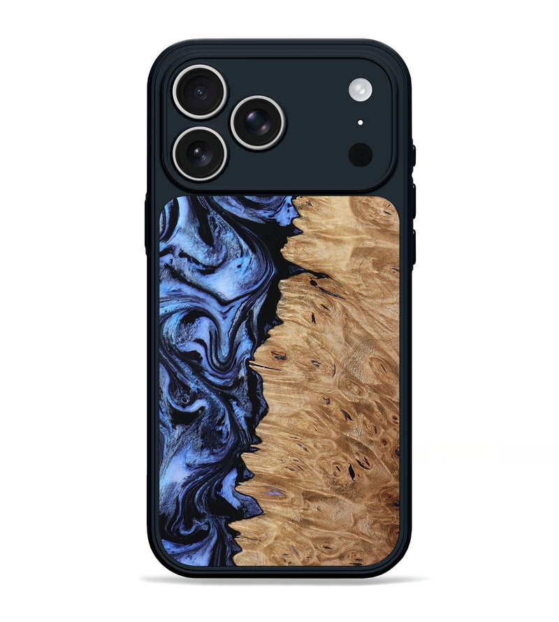 iPhone 17 Pro Max Wood Phone Case - Elijah (Blue, 803459)