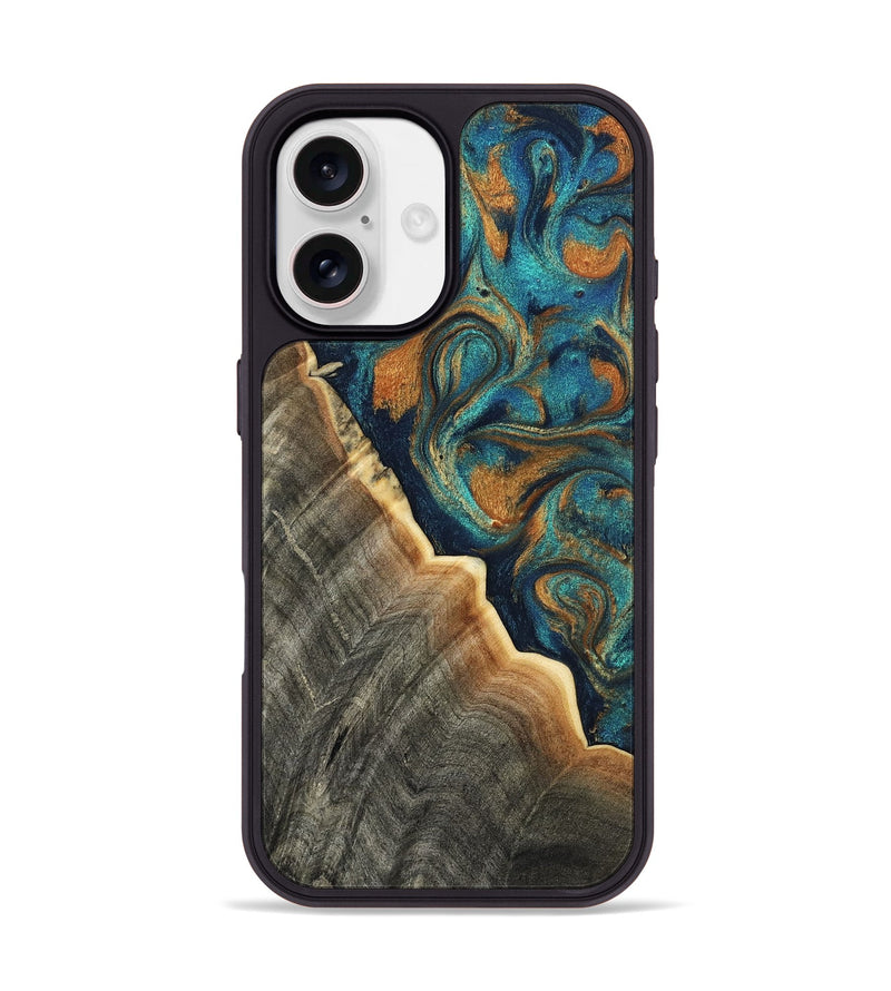 iPhone 17 Wood Phone Case - Liam (Teal & Gold, 803508)