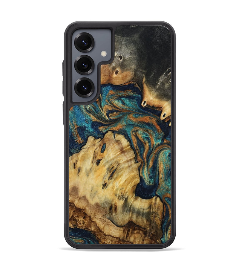 Galaxy S25 Plus Wood Phone Case - Ledger (Teal & Gold, 803510)