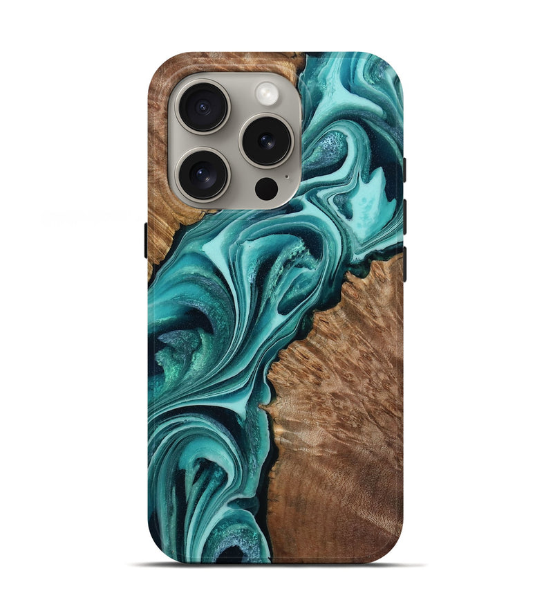 iPhone 16 Pro Wood Live Edge Phone Case - Axl (Green, 803533)