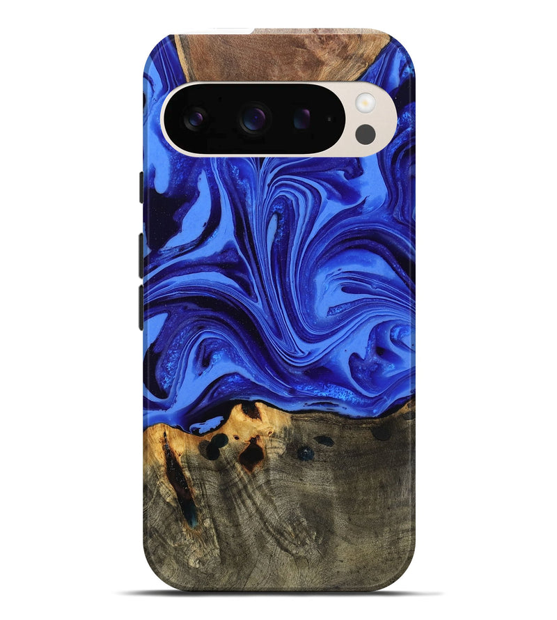 Pixel 10 Pro XL Wood Live Edge Phone Case - Yetta (Blue, 803535)