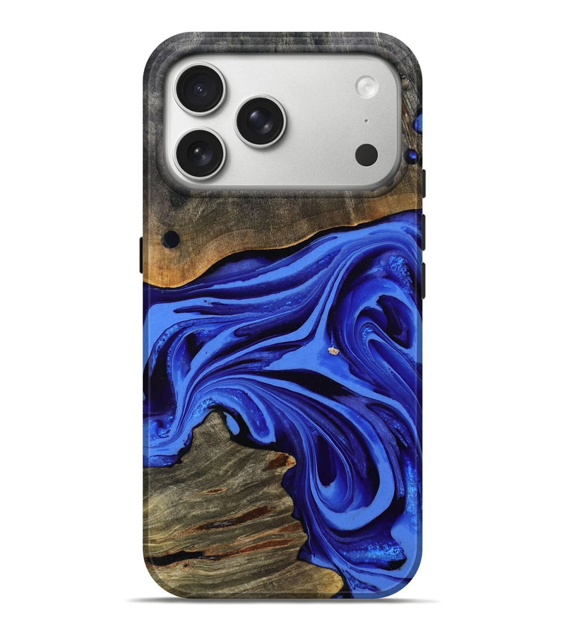 iPhone 17 Pro Max Wood Live Edge Phone Case - Sina (Blue, 803563)