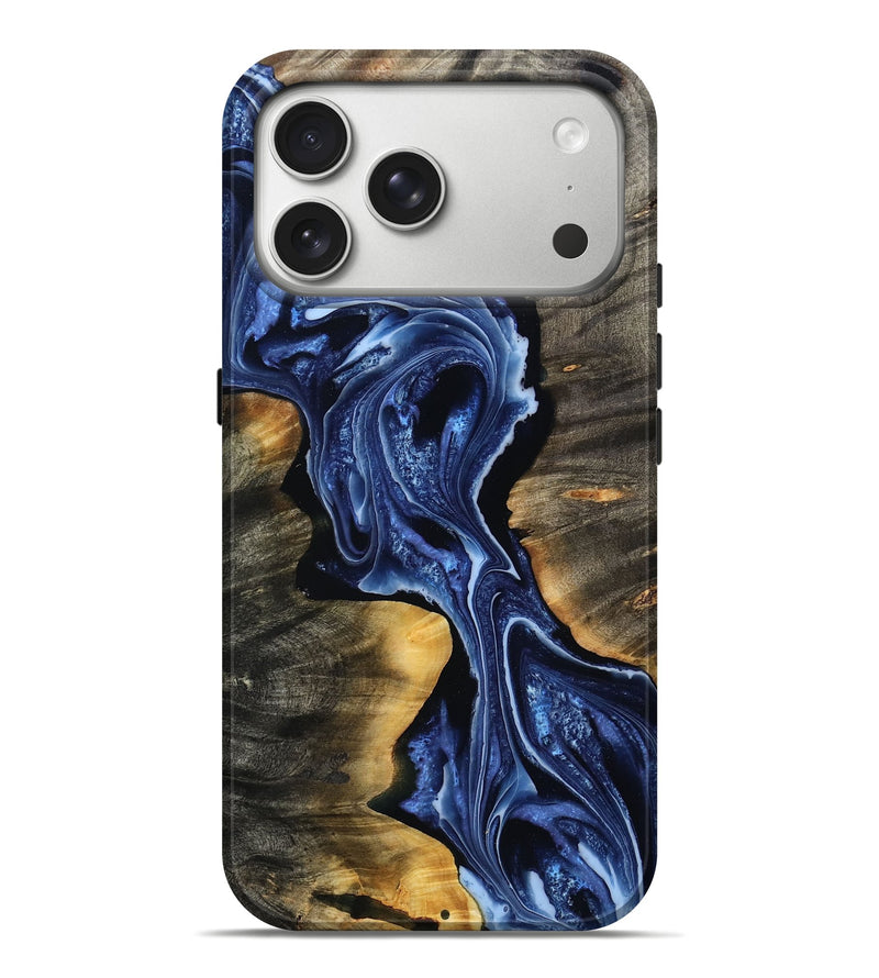 iPhone 17 Pro Max Wood Live Edge Phone Case - Velvet (Blue, 803566)