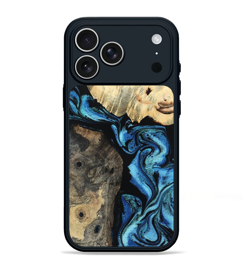iPhone 17 Pro Max Wood Phone Case - Teressa (Blue, 803624)