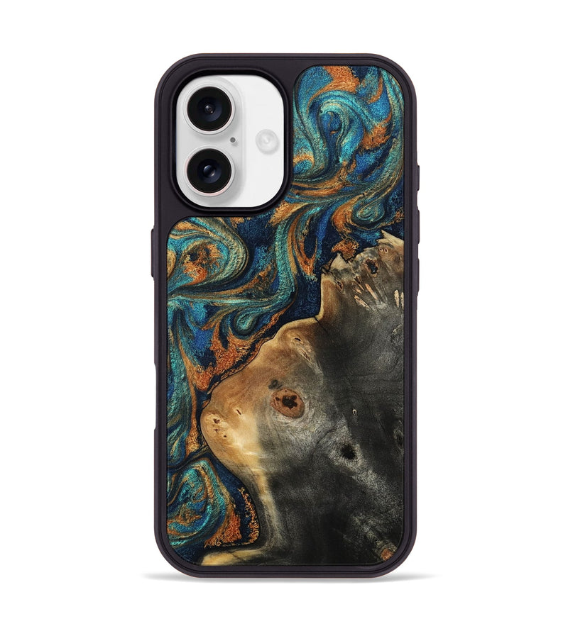 iPhone 17 Wood Phone Case - Howard (Teal & Gold, 803631)