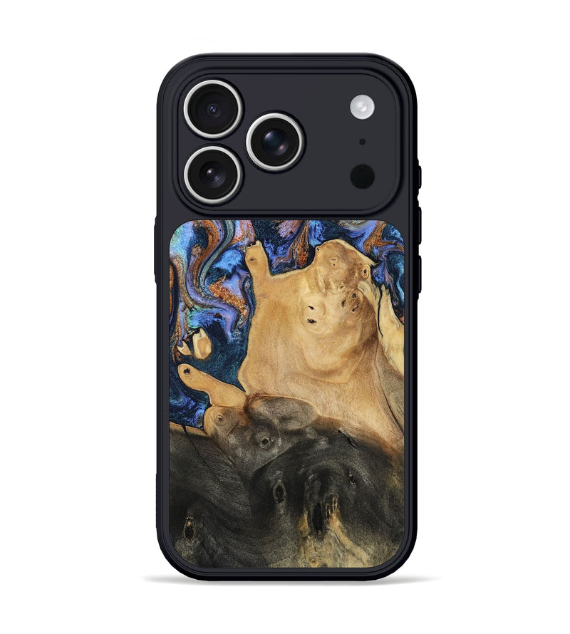 iPhone 17 Pro Wood Phone Case - Megan (Teal & Gold, 803633)