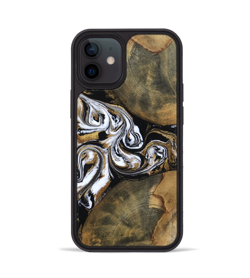 iPhone 12 Wood Phone Case - Breana (Black & White, 803650)