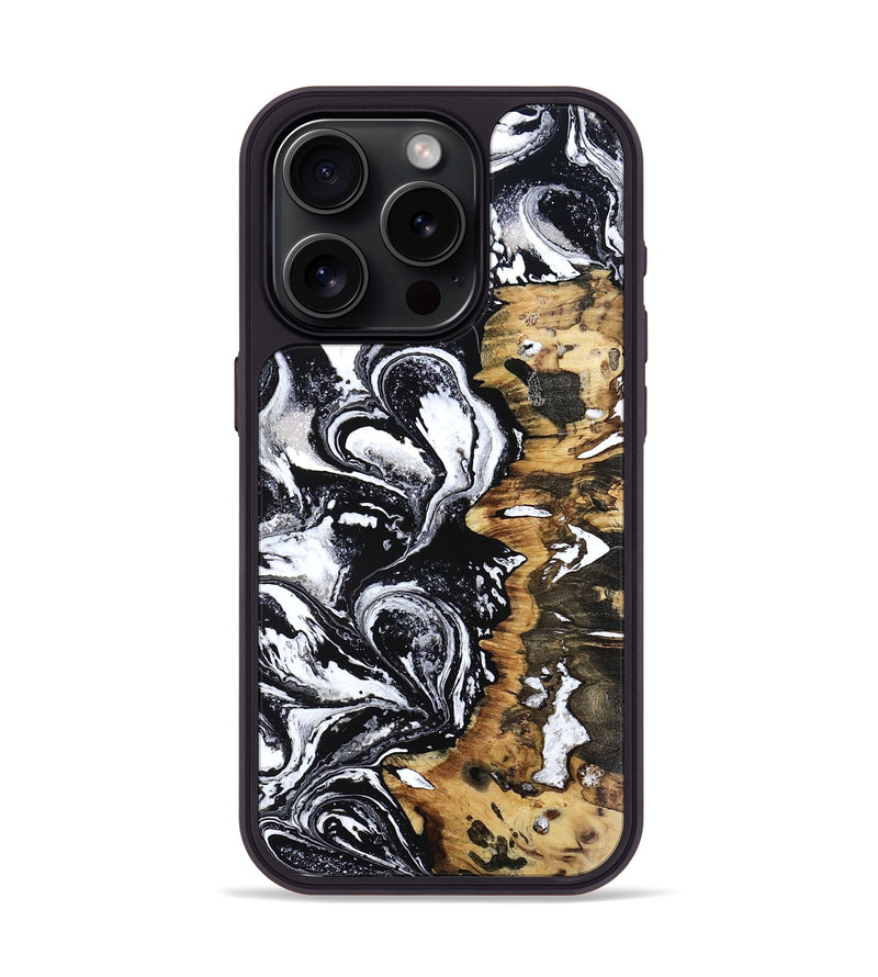 iPhone 15 Pro Wood Phone Case - Zara (Black & White, 803651)