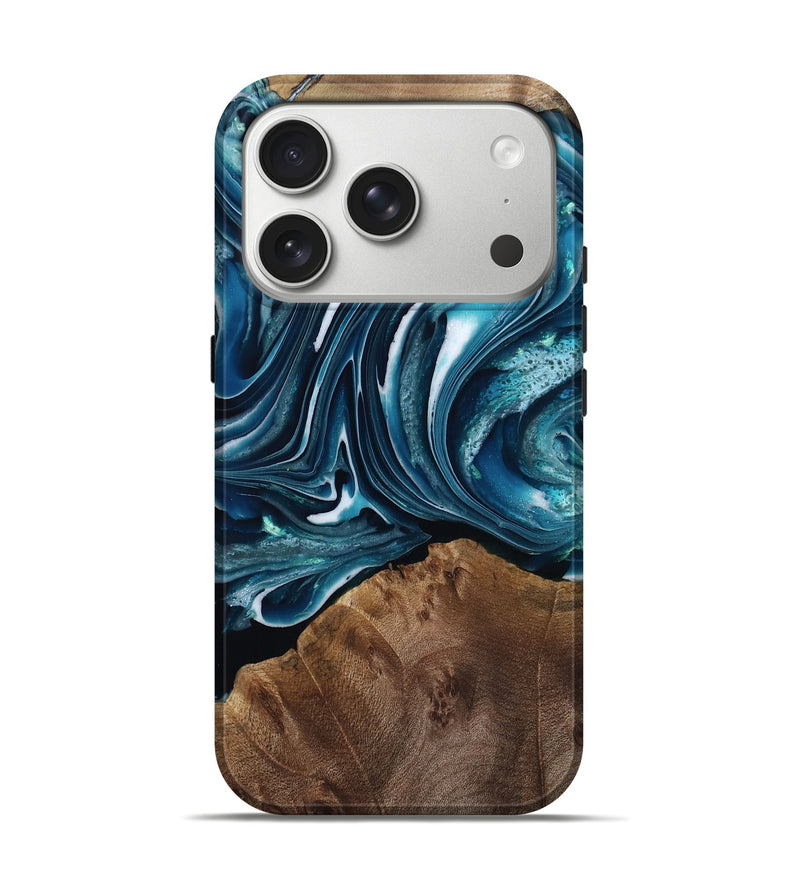 iPhone 17 Pro Wood Live Edge Phone Case - Avianna (Blue, 803655)