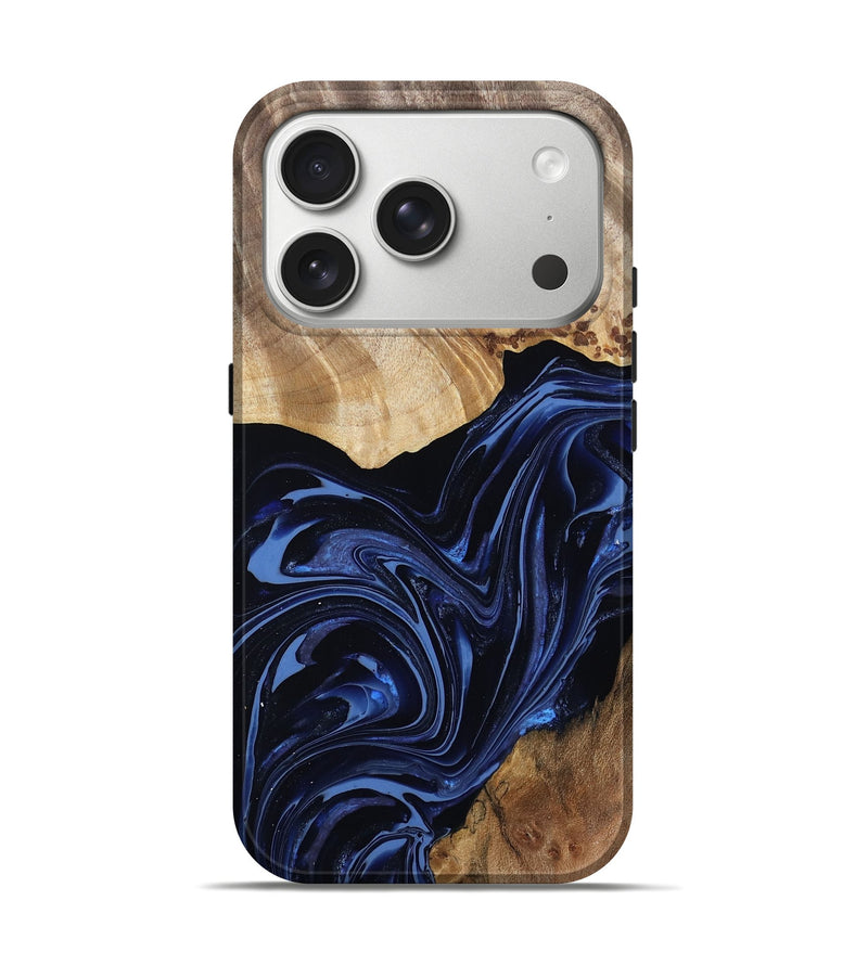 iPhone 17 Pro Wood Live Edge Phone Case - Molly (Blue, 803658)