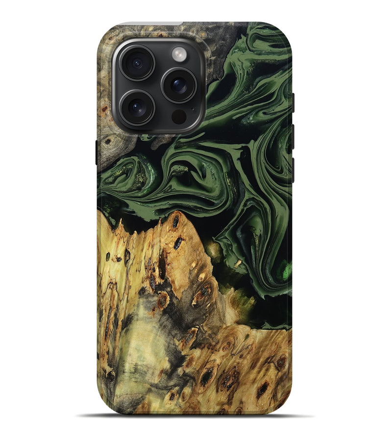 iPhone 16 Pro Max Wood Live Edge Phone Case - Doc (Green, 803659)