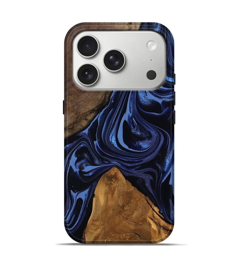iPhone 17 Pro Wood Live Edge Phone Case - Diann (Blue, 803665)
