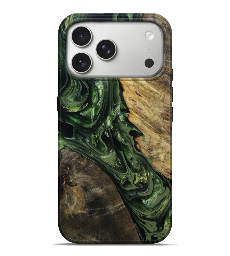 iPhone 17 Pro Max Wood Live Edge Phone Case - Cloe (Green, 803666)