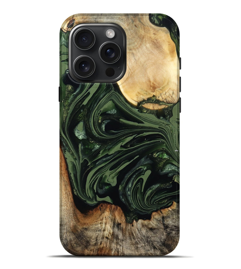 iPhone 16 Pro Max Wood Live Edge Phone Case - Cade (Green, 803667)