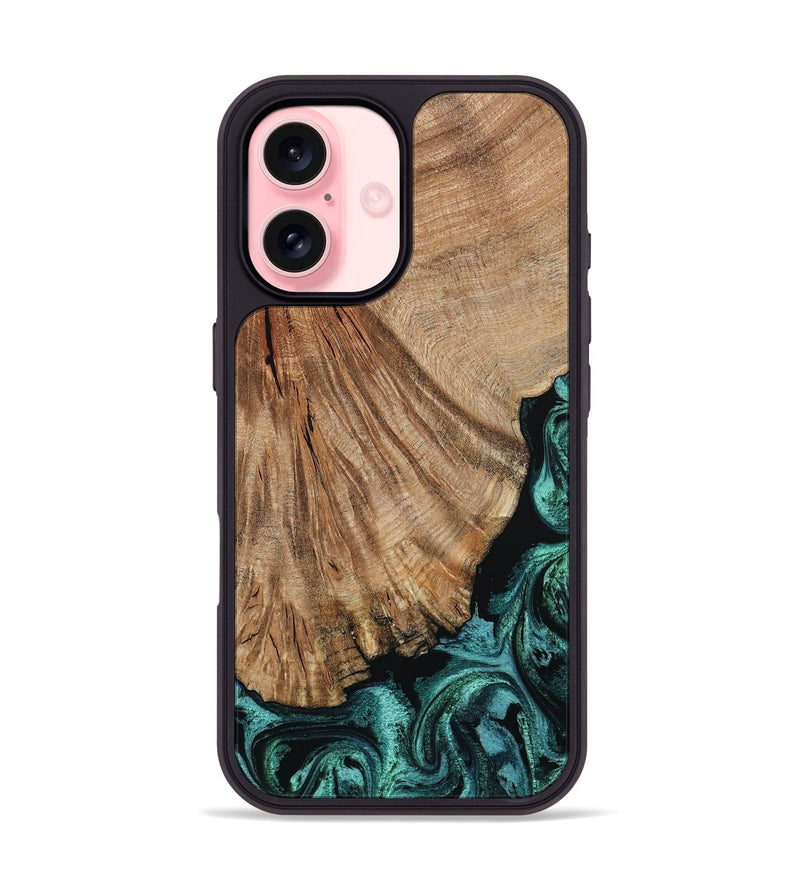iPhone 16 Wood Phone Case - Luvenia (Green, 803677)
