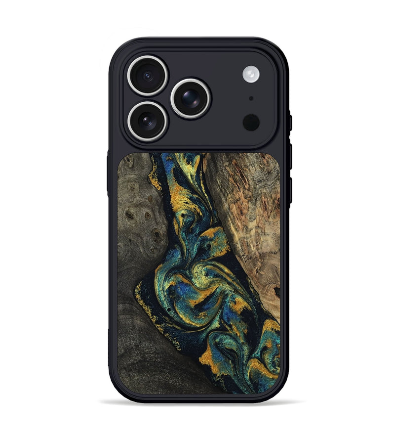 iPhone 17 Pro Wood Phone Case - Maudie (Teal & Gold, 803759)