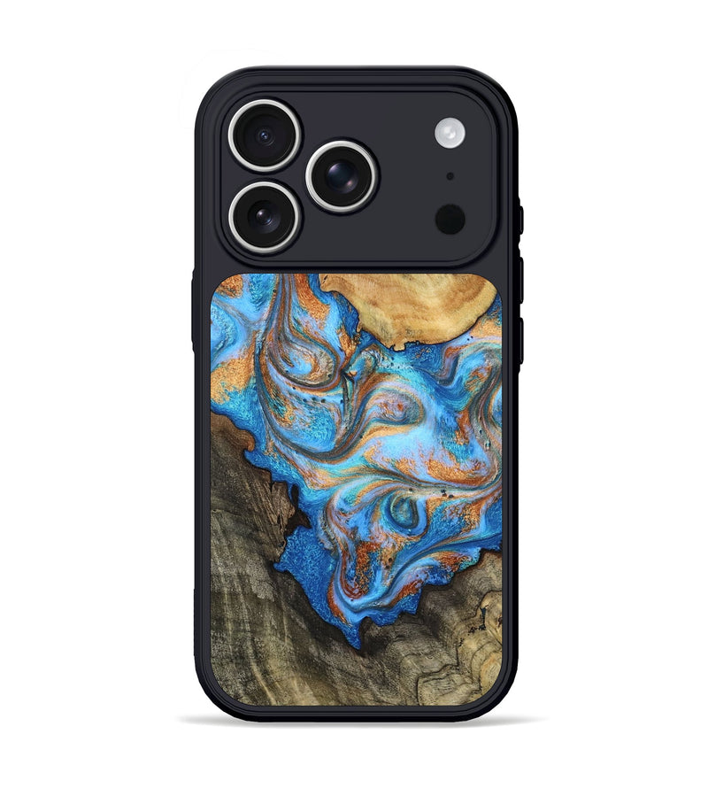 iPhone 17 Pro Wood Phone Case - Poppy (Teal & Gold, 803762)