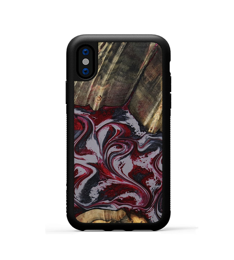 iPhone Xs Wood Phone Case - Shanda (Red, 803775)