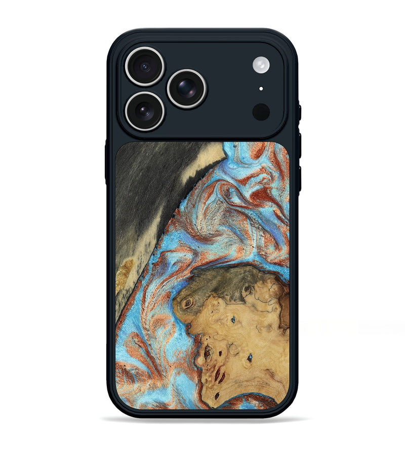 iPhone 17 Pro Max Wood Phone Case - Morris (Teal & Gold, 803785)