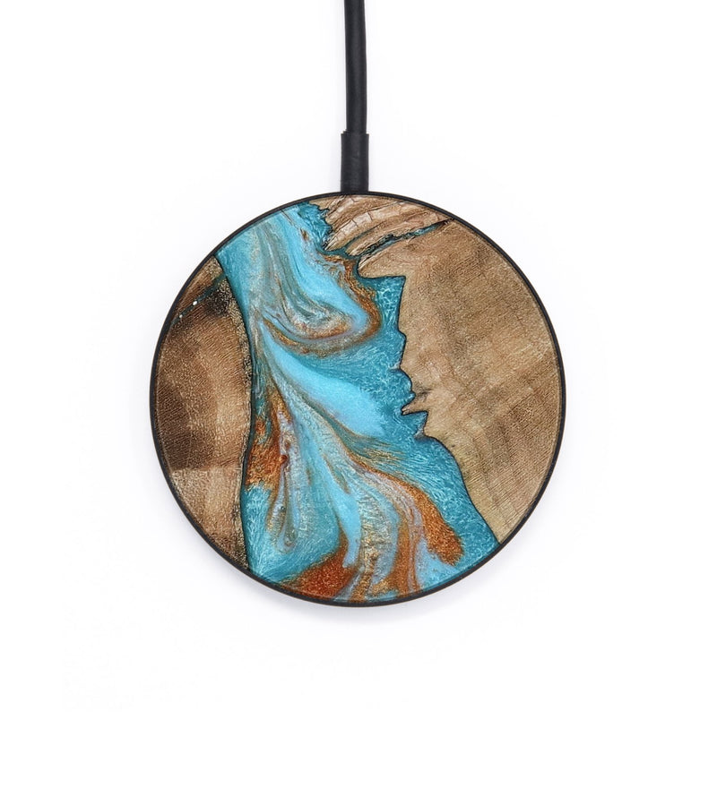 Circle Wood Wireless Charger - Coy (Teal & Gold, 803787)