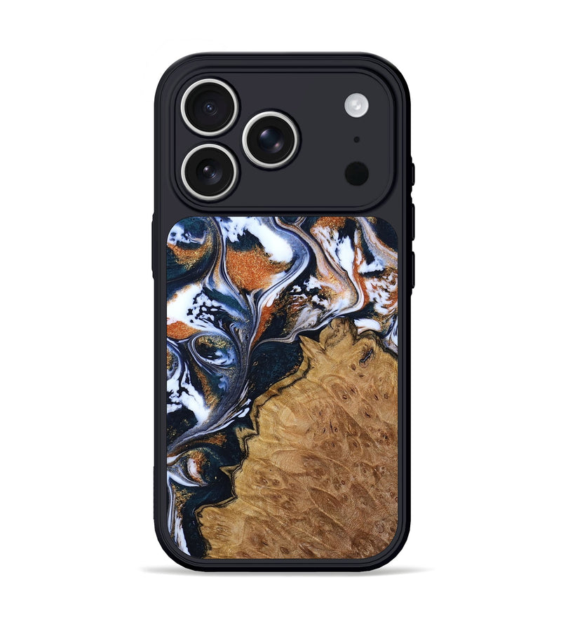 iPhone 17 Pro Wood Phone Case - Leota (Teal & Gold, 803789)