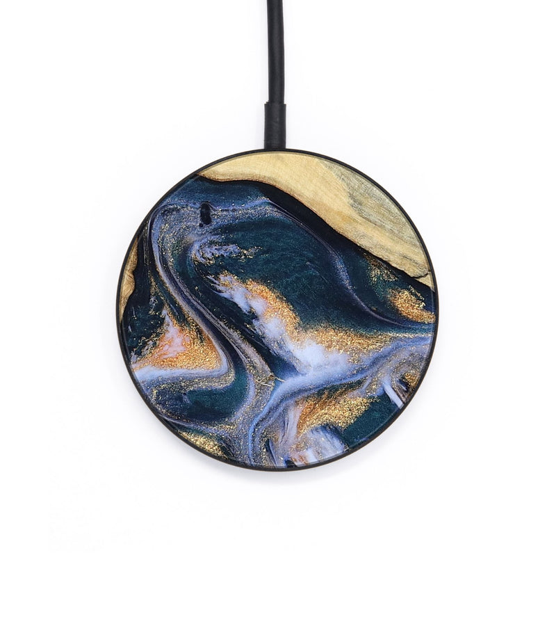 Circle Wood Wireless Charger - Adelina (Teal & Gold, 803790)