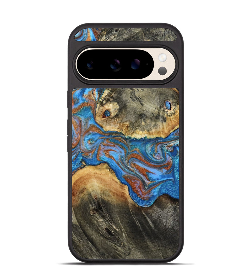 Pixel 10 Pro Wood Phone Case - Aleena (Teal & Gold, 803794)