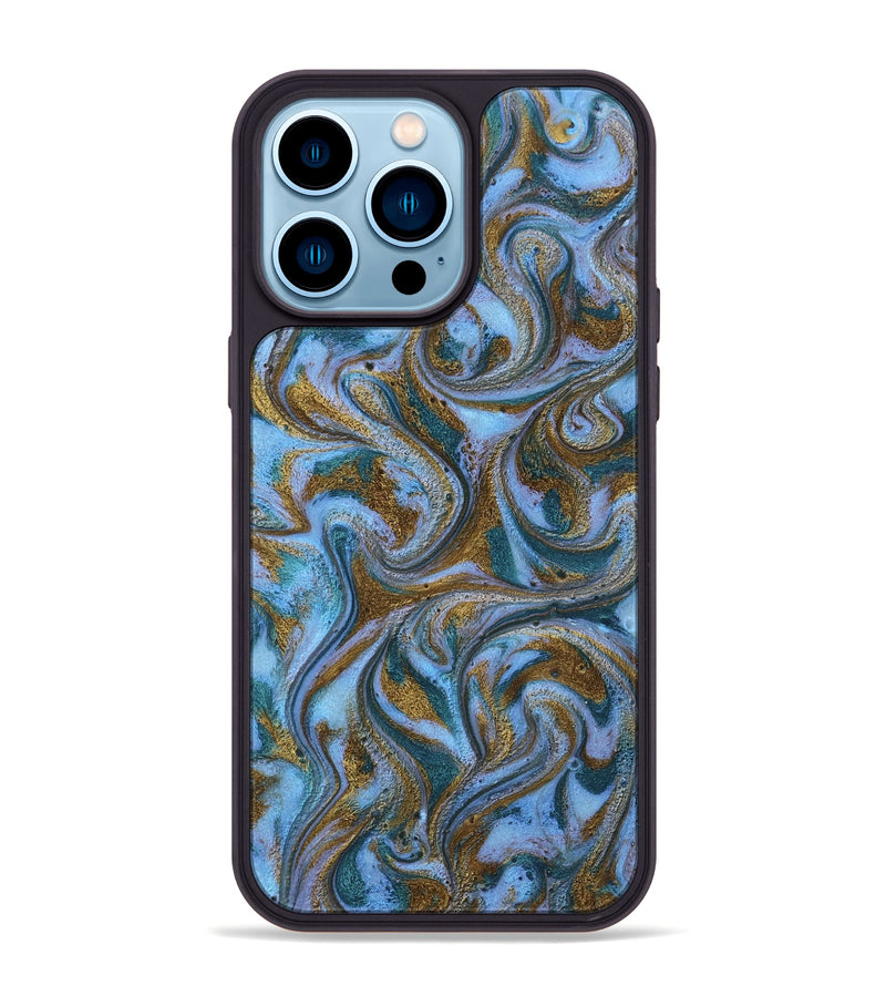iPhone 14 Pro Max ResinArt Phone Case - Tressie (Teal & Gold, 803796)
