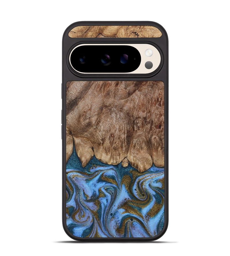 Pixel 10 Pro Wood Phone Case - Cherish (Teal & Gold, 803797)