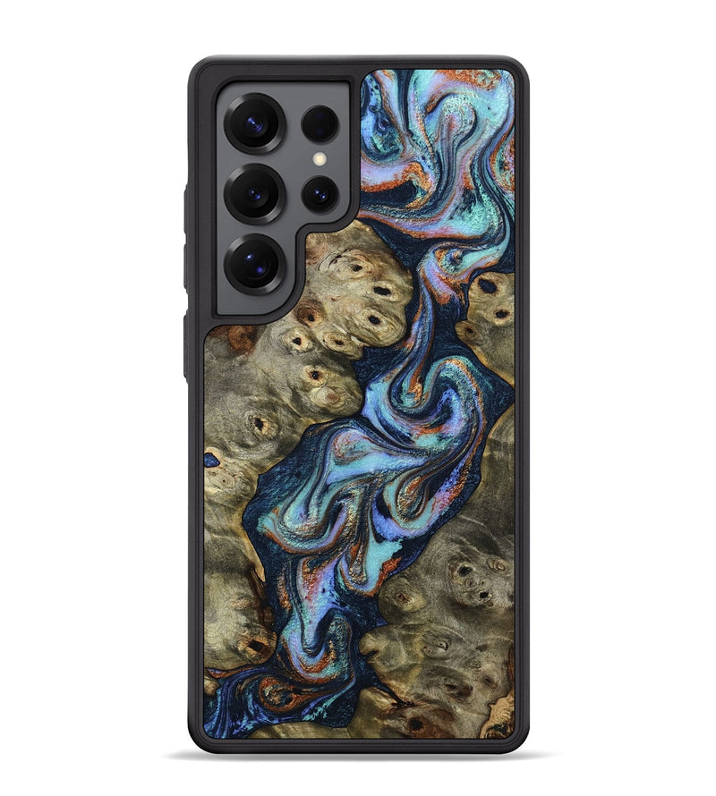 Galaxy S25 Ultra Wood Phone Case - Harmony (Teal & Gold, 803798)