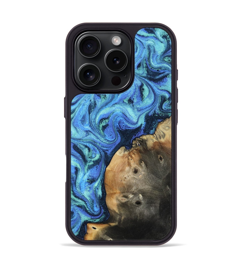iPhone 16 Pro Wood Phone Case - Sadye (Blue, 803821)