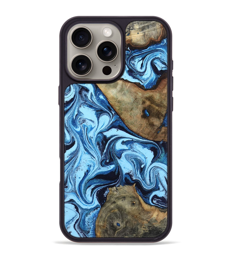 iPhone 16 Pro Max Wood Phone Case - Diamond (Blue, 803837)