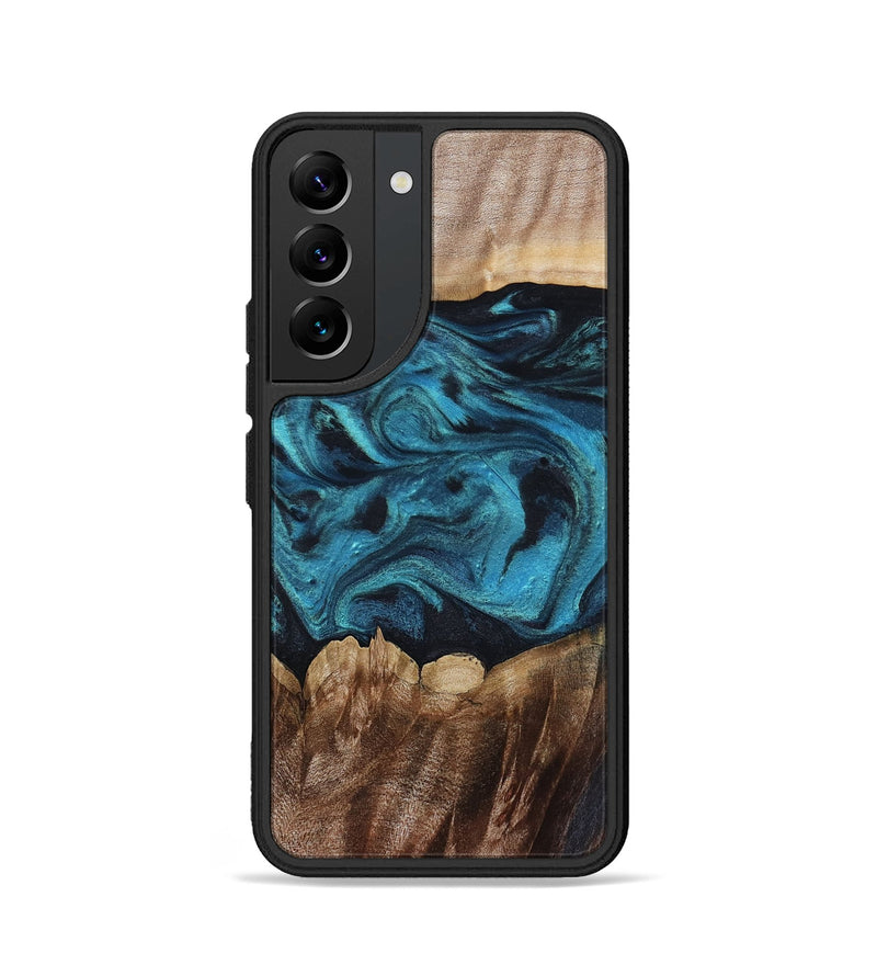 Galaxy S22 Wood Phone Case - Golden (Blue, 803848)