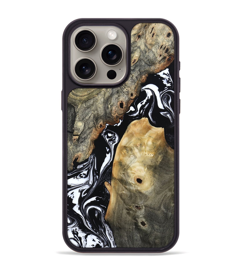 iPhone 15 Pro Max Wood Phone Case - Nichole (Black & White, 803858)