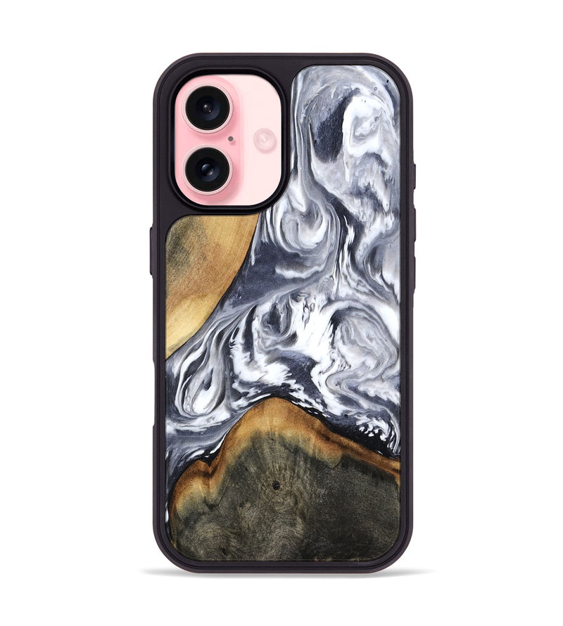 iPhone 16 Wood Phone Case - Peggy (Black & White, 803860)