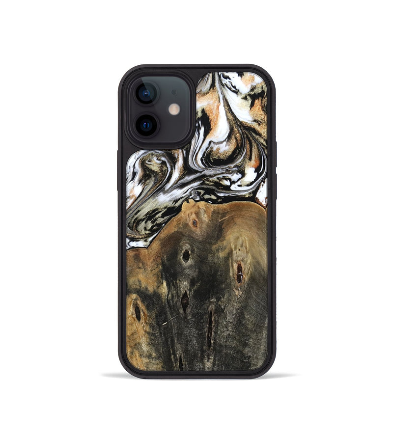 iPhone 12 mini Wood Phone Case - Sarahi (Black & White, 803973)