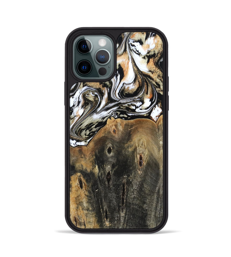 iPhone 12 Pro Wood Phone Case - Sarahi (Black & White, 803973)