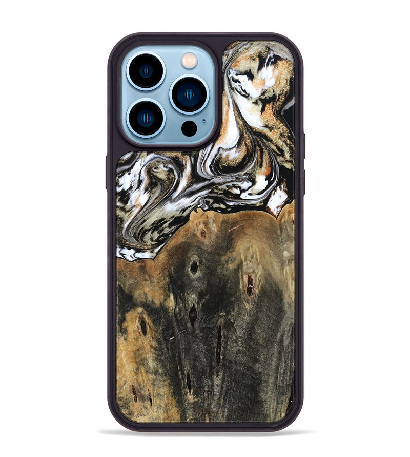 iPhone 14 Pro Max Wood Phone Case - Sarahi (Black & White, 803973)