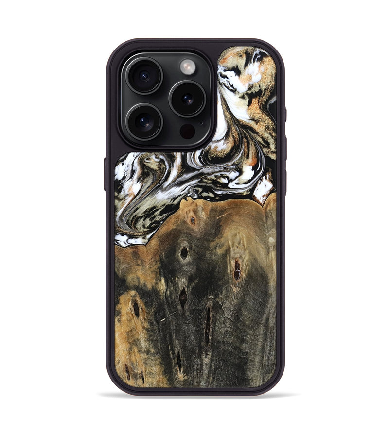 iPhone 15 Pro Wood Phone Case - Sarahi (Black & White, 803973)