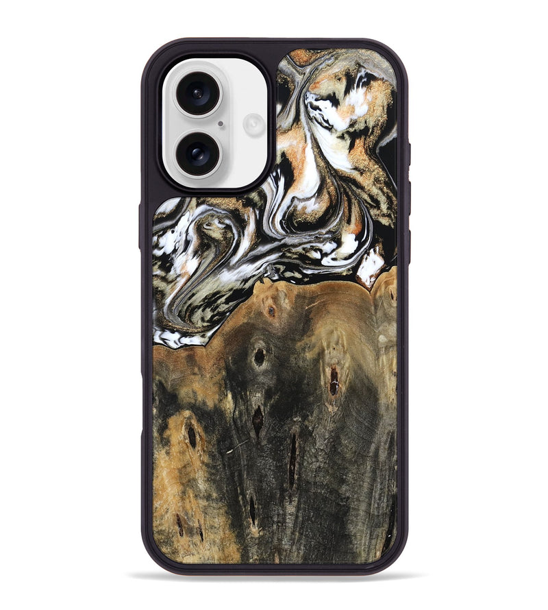 iPhone 16 Plus Wood Phone Case - Sarahi (Black & White, 803973)