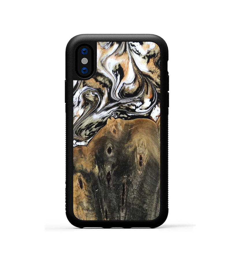 iPhone Xs Wood Phone Case - Sarahi (Black & White, 803973)