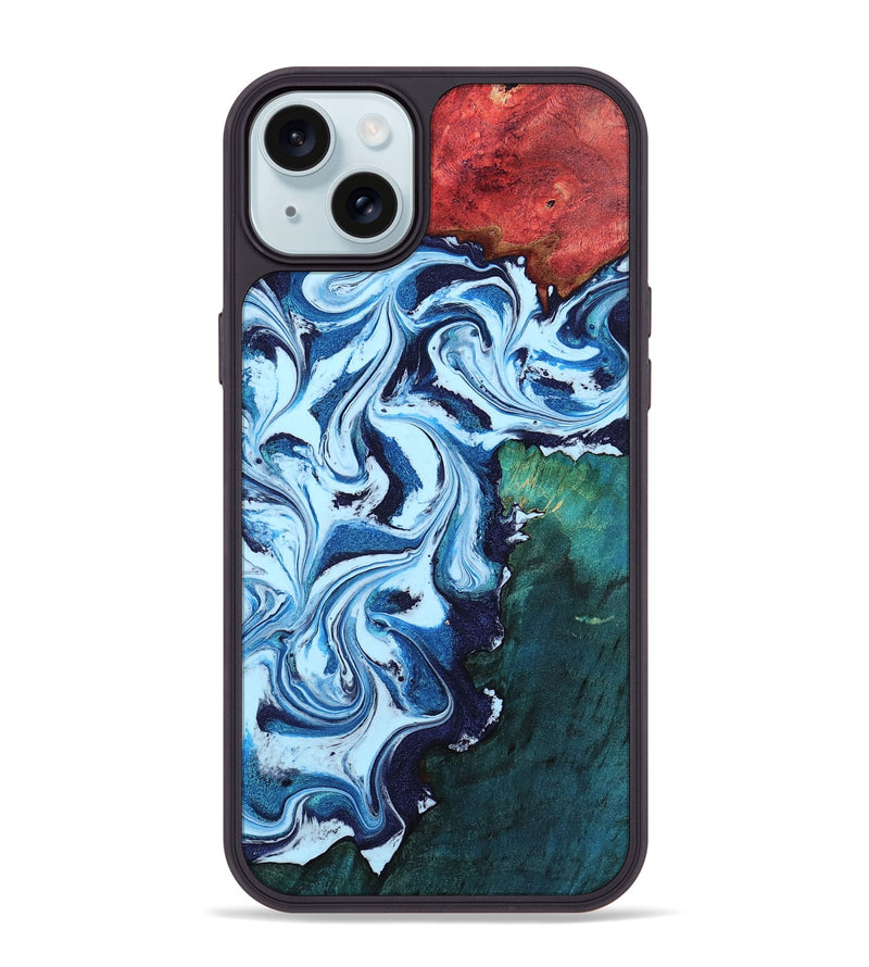 iPhone 15 Plus Wood Phone Case - Madge (Blue, 804003)