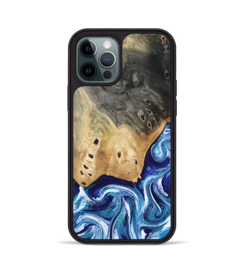 iPhone 12 Pro Wood Phone Case - Dayana (Blue, 804005)