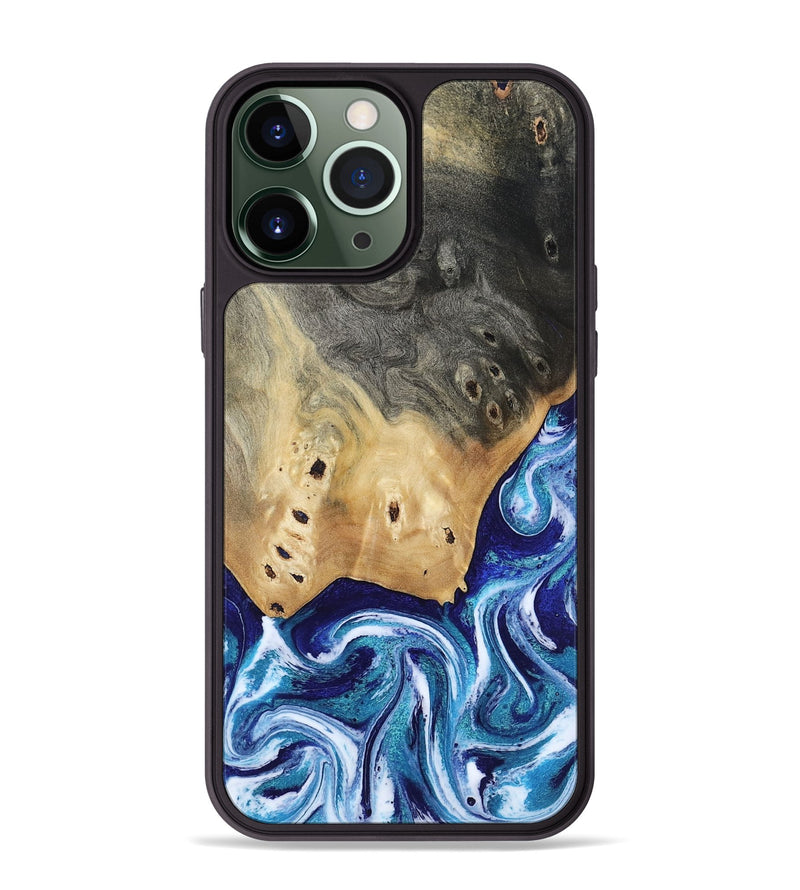 iPhone 13 Pro Max Wood Phone Case - Dayana (Blue, 804005)