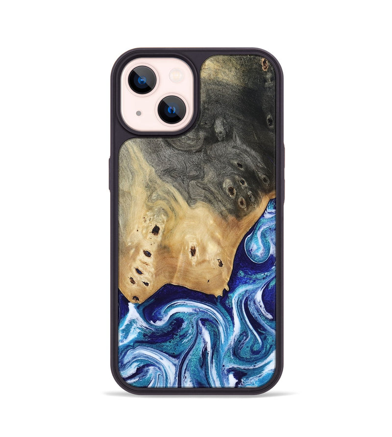 iPhone 14 Wood Phone Case - Dayana (Blue, 804005)