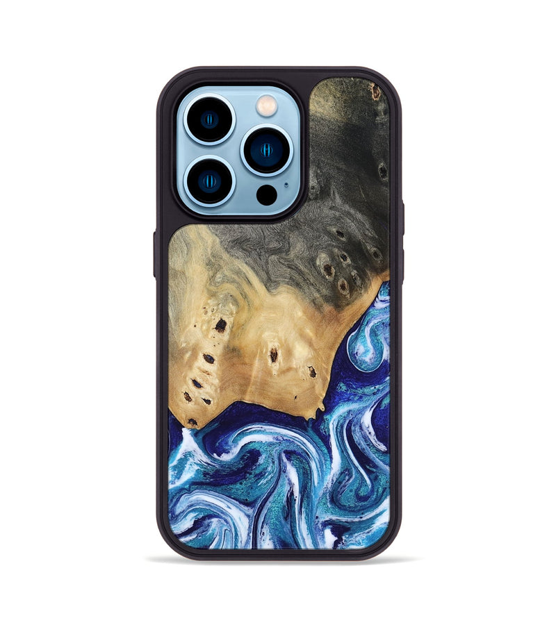 iPhone 14 Pro Wood Phone Case - Dayana (Blue, 804005)