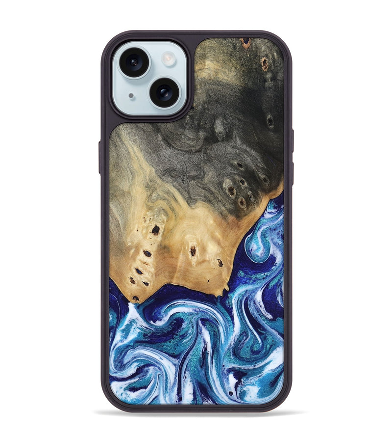 iPhone 15 Plus Wood Phone Case - Dayana (Blue, 804005)