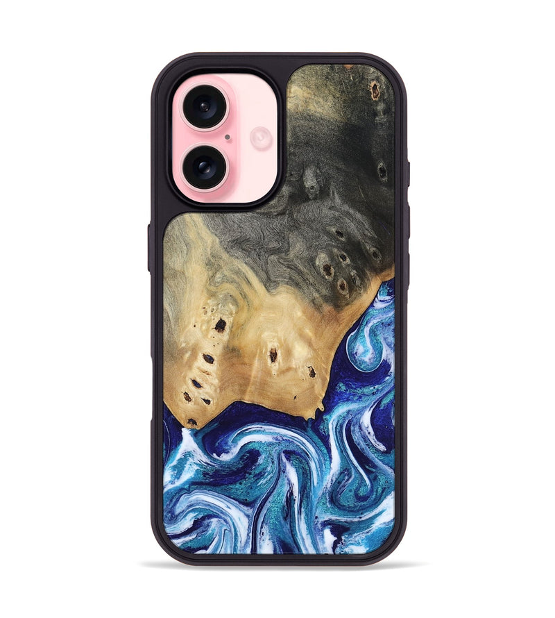 iPhone 16 Wood Phone Case - Dayana (Blue, 804005)