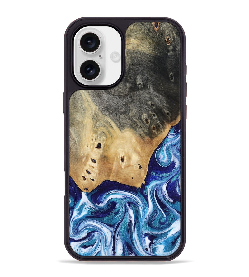 iPhone 16 Plus Wood Phone Case - Dayana (Blue, 804005)